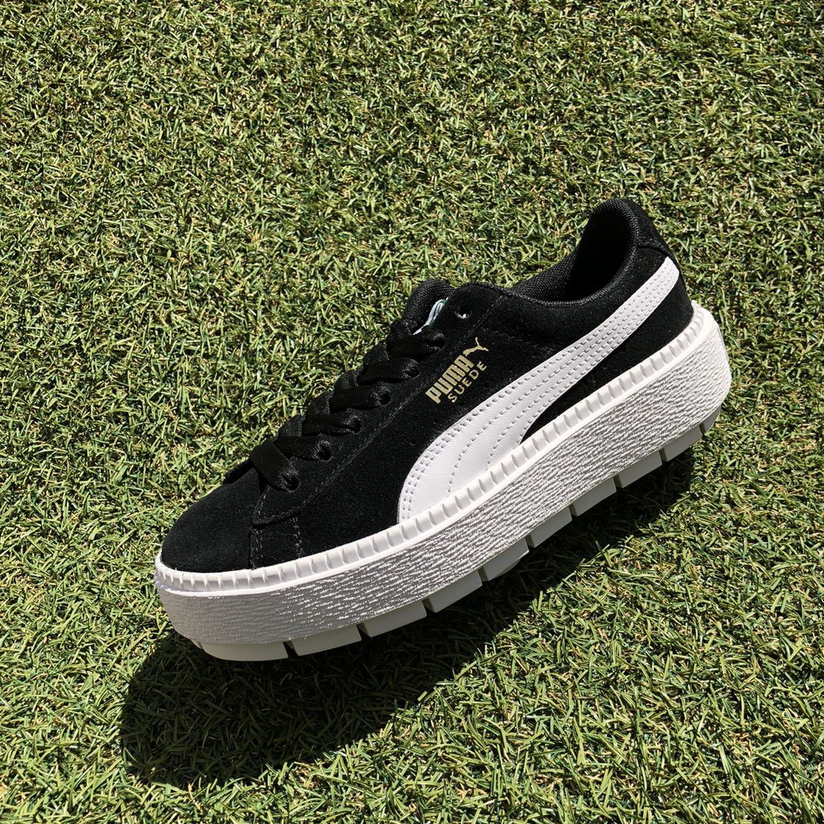 美品22 PUMA SUEDE PLATFORM TRACE プーマ スエードプラットフォーム トレース E486_画像1