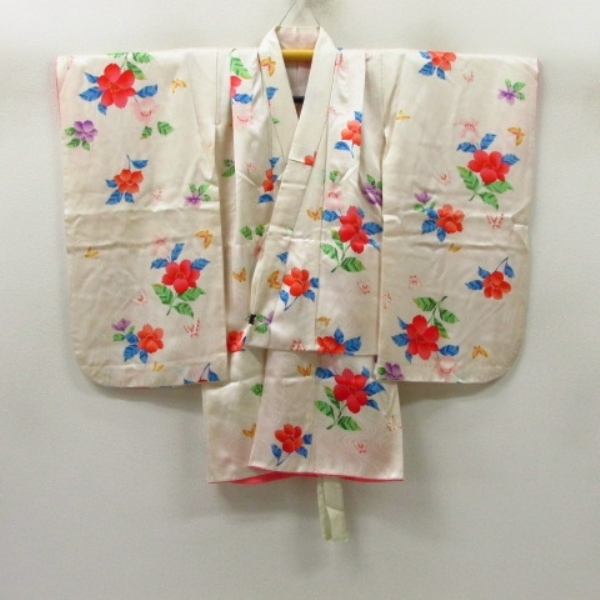 * кимоно 10* 1 иен шелк ребенок кимоно для девочки гора чай цветок Mai бабочка нижняя рубашка комплект . длина 88cm.48cm [ включение в покупку возможно ] ***