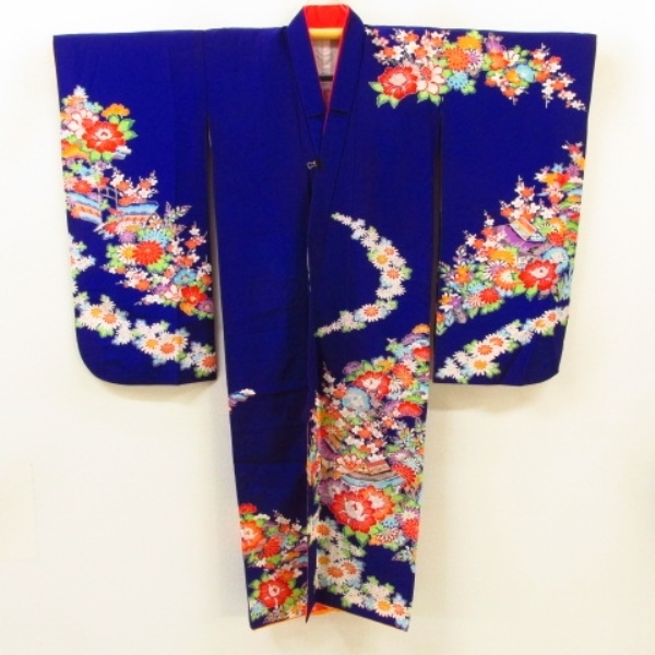 * кимоно 10* 1 иен .. ребенок кимоно для девочки Junior для .. слива . длина 131cm.56cm [ включение в покупку возможно ] **