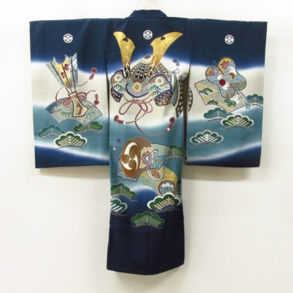 * кимоно 10* 1 иен шелк ребенок кимоно для мальчика производство надеты шлем сосна нижняя рубашка комплект . длина 98cm.45.5cm [ включение в покупку возможно ] ***
