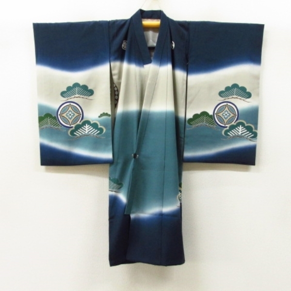 * кимоно 10* 1 иен шелк ребенок кимоно для мальчика производство надеты шлем сосна нижняя рубашка комплект . длина 98cm.45.5cm [ включение в покупку возможно ] ***