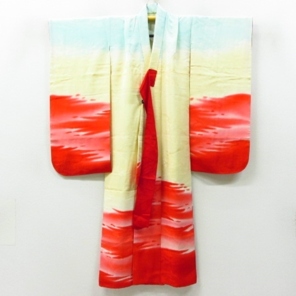 * kimono 10* 1 jpy silk child kimono for girl Junior for .... one .. length 136cm.51cm [ including in a package possible ] **