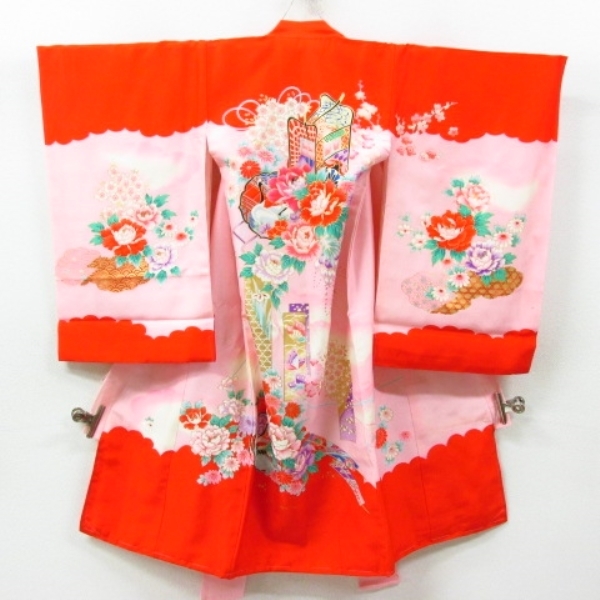 * кимоно 10* 1 иен шелк ребенок кимоно для девочки производство надеты . журавль ... нижняя рубашка комплект . длина 97cm.46cm [ включение в покупку возможно ] **