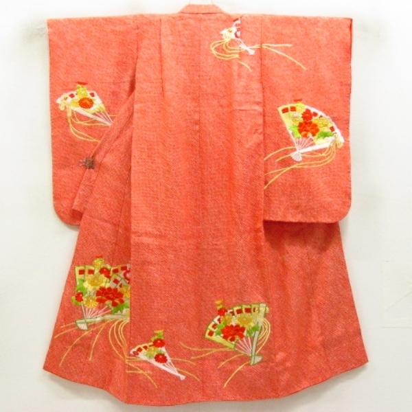 kimono 10 silk child kimono for girl Junior for deer. . aperture stop embroidery .... ratio wing attaching underskirt * double-woven obi set . length 138cm.54cm [ including in a package possible ] ****