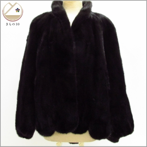 ☆着物10☆ 1円 SAGA MINK サガミンク 毛皮 ファー ケープコート 黒