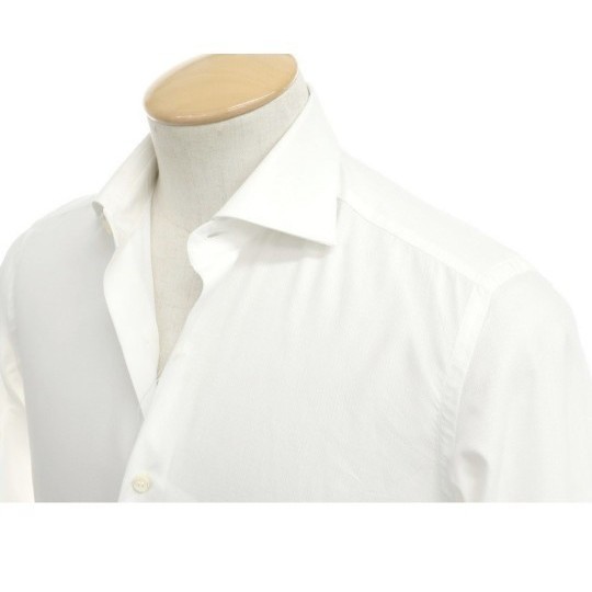 エリコフォルミコラ Errico Formicola コットン ワイドカラー ドレスシャツ 37 ホワイト 