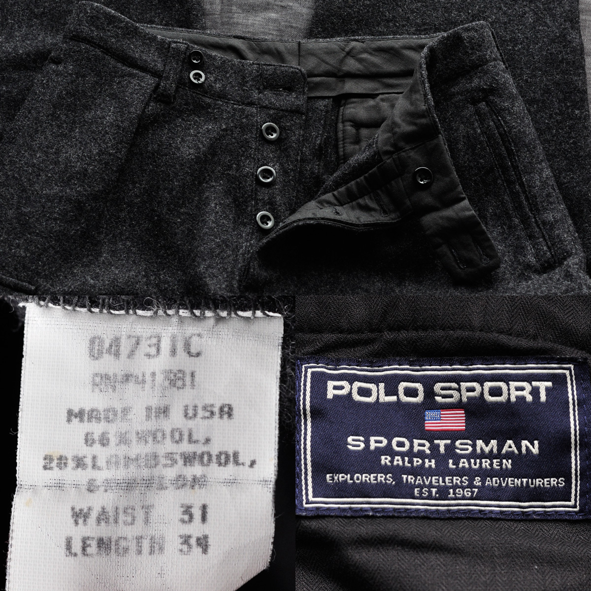 希少 90s POLO SPORT SPORTSMAN ウール カーゴパンツ W31 グレー USA製 / ヴィンテージ ポロ ラルフローレン RRL 米軍 フランス軍 M65 M47_画像10