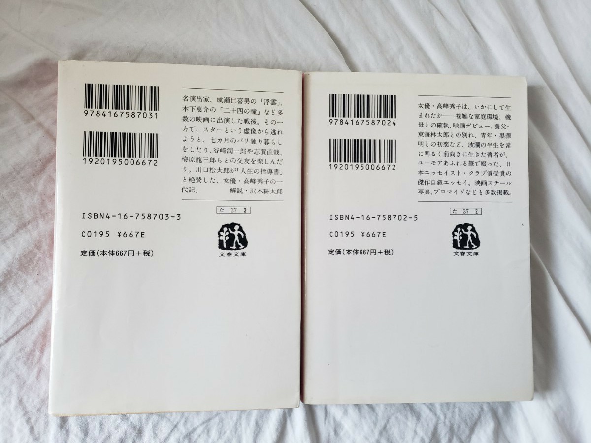 わたしの渡世日記　高峰秀子　文春文庫　上・下2巻セット