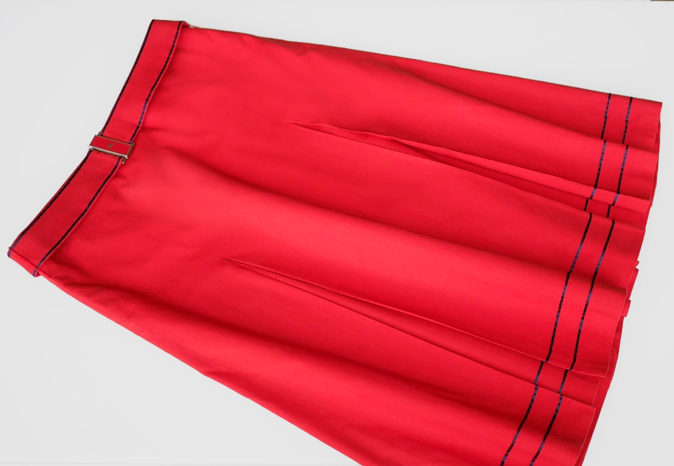 美品 49,000円 BURBERRY バーバリー スカートS～Mサイズ36 38レッド赤ピンク フレアースカート プリーツスカート吊り台形スカートRRLフリル_画像2