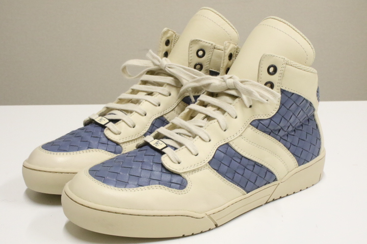 *BOTTEGA VENETA* レザー ハイトップ スニーカー 象徴モデル Bottega Veneta イントレチャート ハイカット レザー