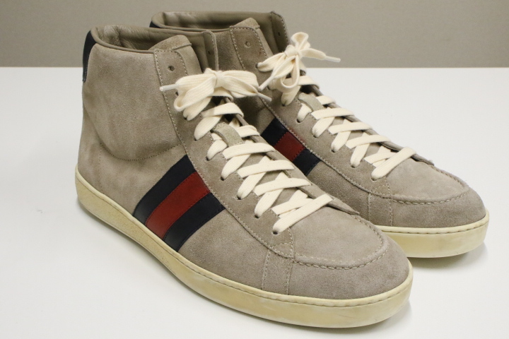 GUCCI ロゴ シェリーライン ハイカット レザー ハイトップ スニーカー