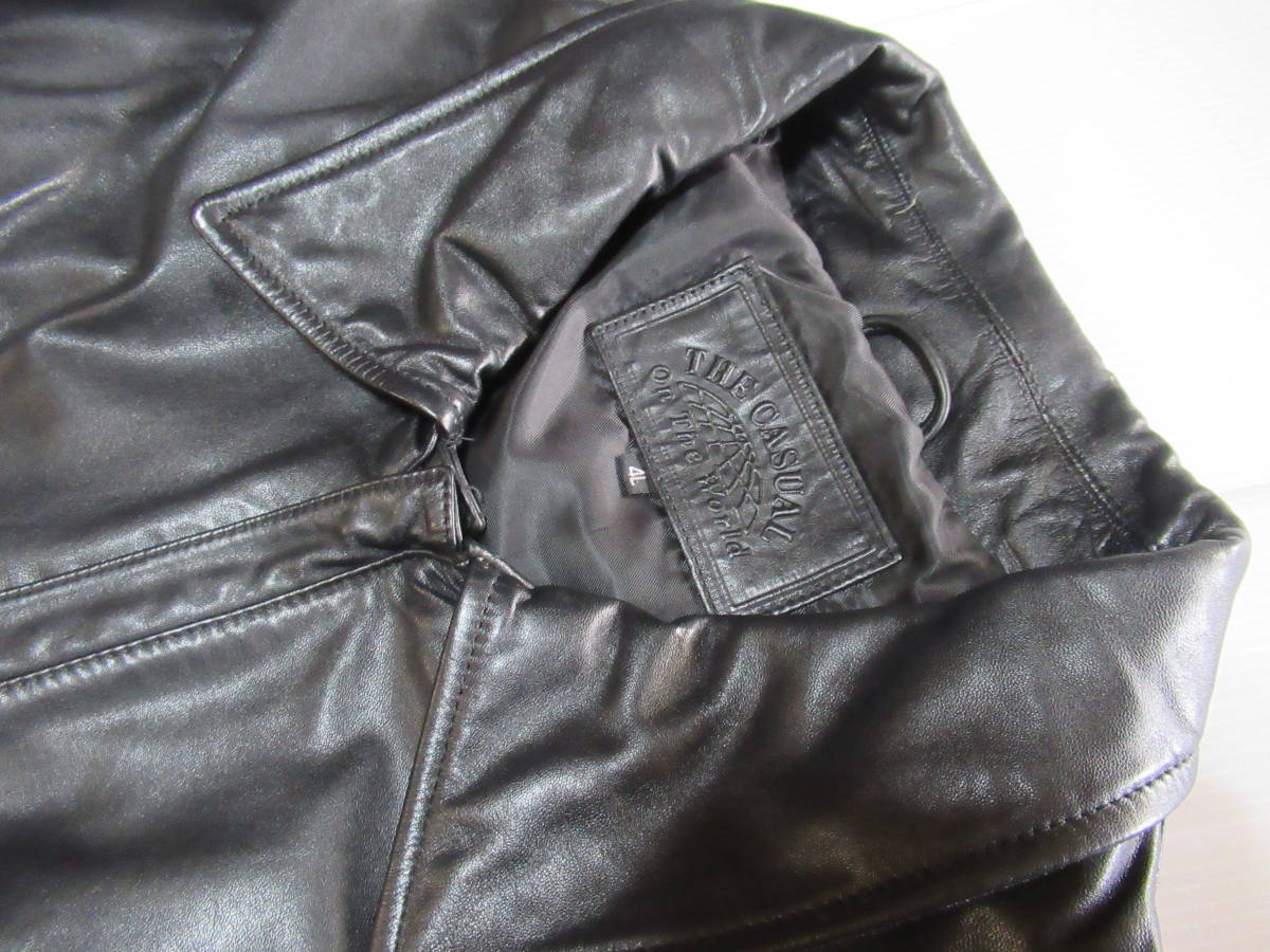 THE CASUAL OF THE WORLD 馬革ホースハイドレザーコート黒4L ビッグ