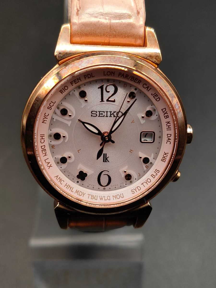 2002年春 【動作OK】SEIKO ルキア 1B25-0AE0 電波ソーラー ピンク