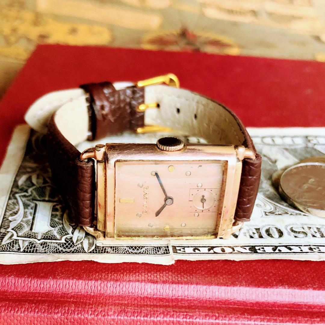 #1885【１円スタート】メンズ腕時計 ブローバ BULOVA 動作品 金張り 1950年代 アンティーク ヴィンテージ 機械式手巻き 14K ゴールドF 21石_画像7
