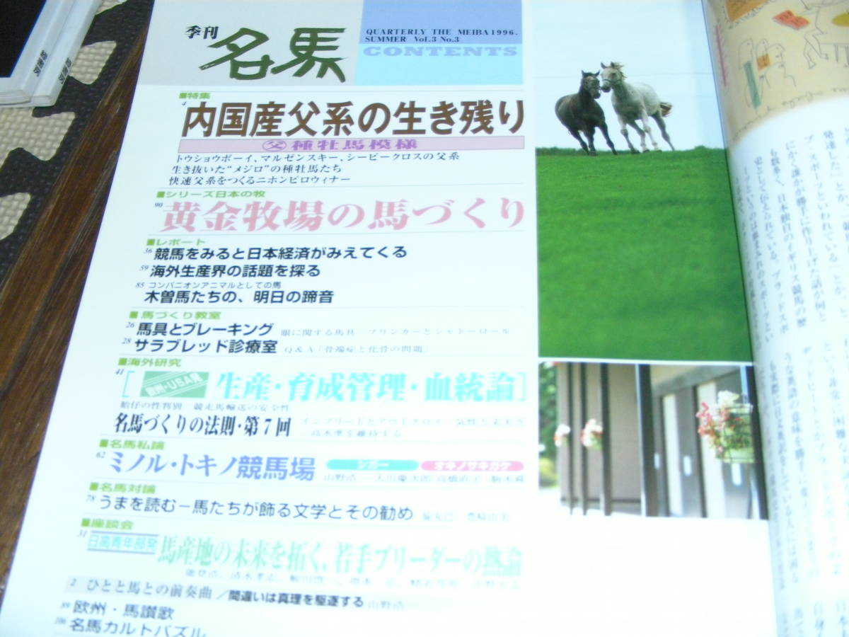 名馬　1996・夏 ＮＯ11　特集 内国産父系の生き残り　競馬を見ると日本経済が見えてくる！！_画像2