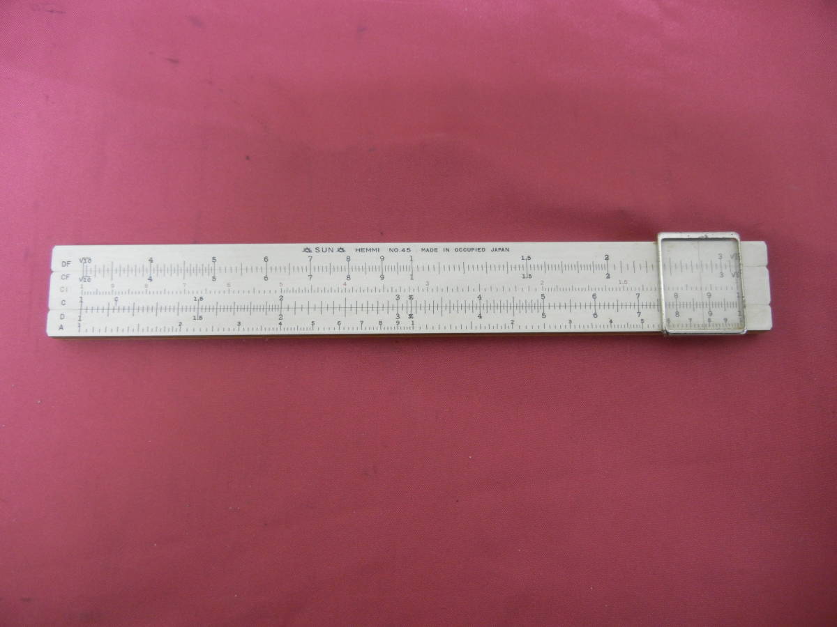 【計算尺】レトロ 中古 SUN HEMMI BAMBOO SLIDE RULE NO.45 日本製 