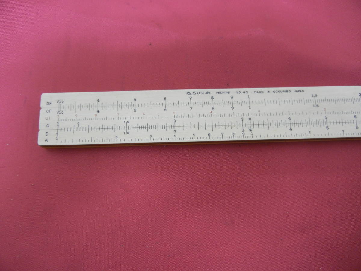 【計算尺】レトロ 中古 SUN HEMMI BAMBOO SLIDE RULE NO.45 日本製 