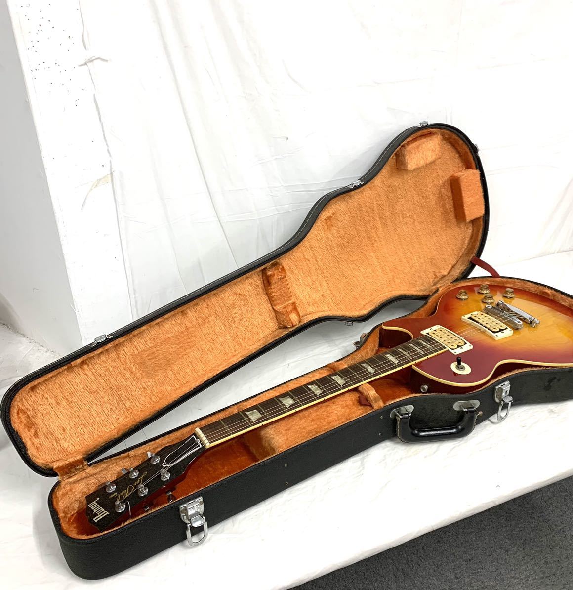 BWNNY Les paul 全長約100cmBurny バーニー ビンテージ レスポール ハードケース 破損あり 楽器 エレキギター カy15_画像1