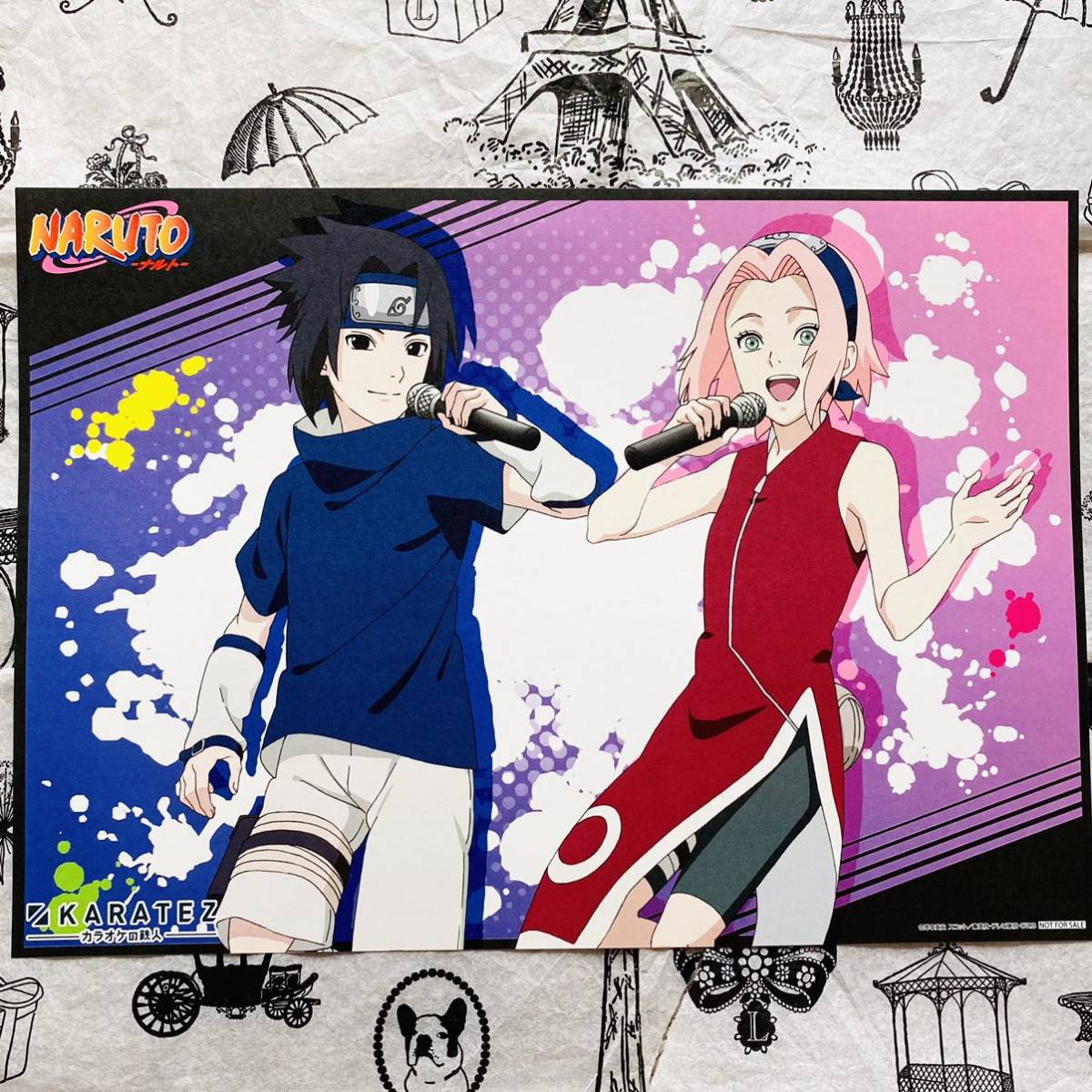 NARUTO★BORUTO/カラオケの鉄人/カラ鉄/特典/ランチョンマット/サスケ&サクラ_画像1