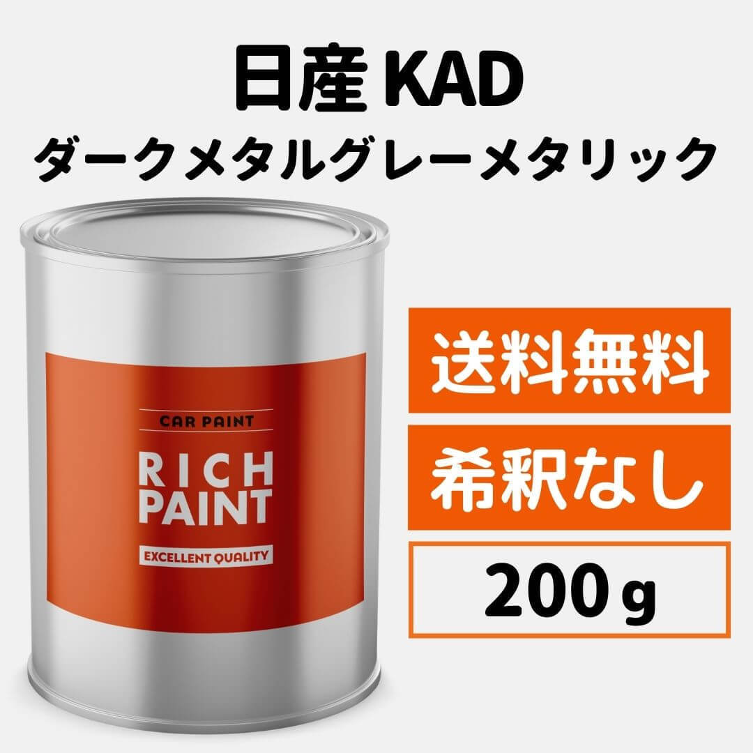 日産 ダークメタルグレーメタリック KAD 車 塗料 希釈なし ロックペイント 1液ベース プロ キズ 補修 修理 NISSAN 200g RICHPAINT_画像1