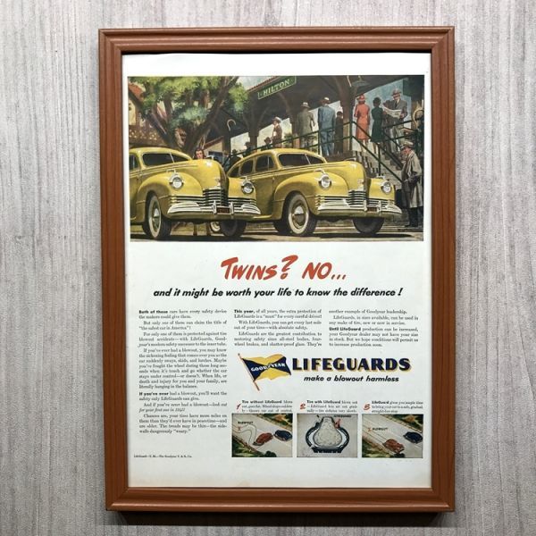 ◆即決◆1945年(昭和20年) Goodyear LIFEGUARD グッドイヤー タイヤ【B4-3545】アメリカビンテージ雑誌広告【B4額装品】当時物広告★同梱可_画像1