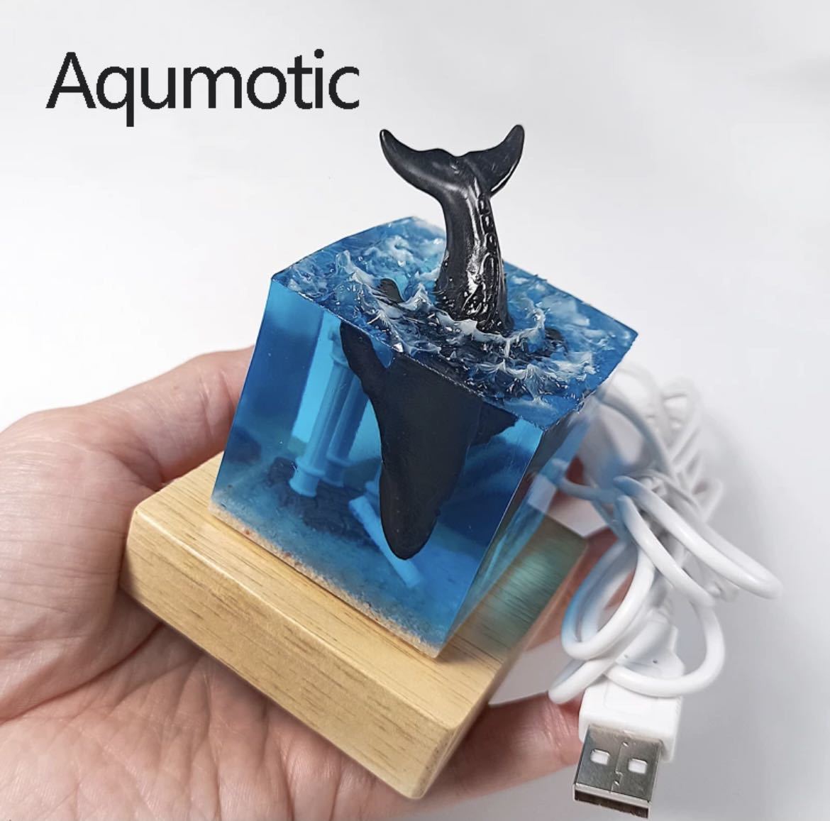 手作り クジラ USBランプ フィギュア インテリア 装飾 オブジェ 置物 アート 小物 樹脂 海 照明 クリエイティブ デスクトップ USB 630_画像2