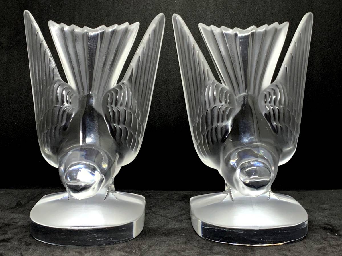 LALIQUE ラリック 燕 ツバメ イロンデル ブックエンド クリスタル