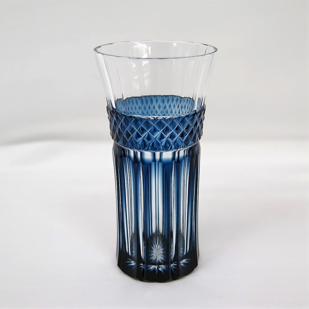 1円~ 島津 薩摩切子 創作 麦酒器 (藍) グラス y164-1270046t【Y商品