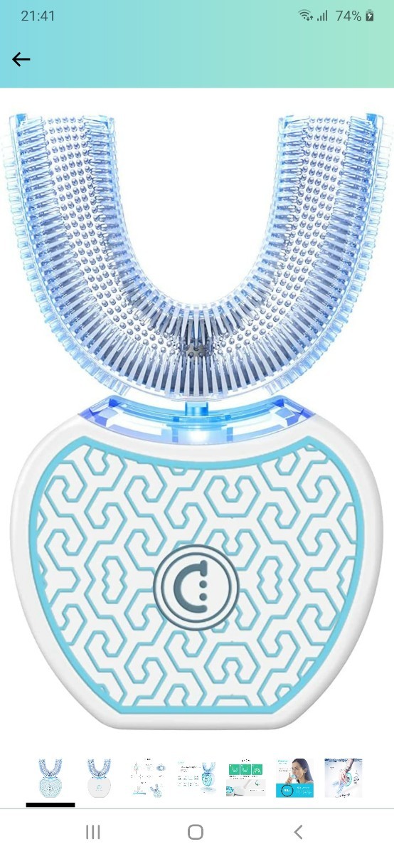 電動歯ブラシ 音波振動歯 ブラシ IPX7防水 四代目 ワイヤレス充電 360°U型 (White)