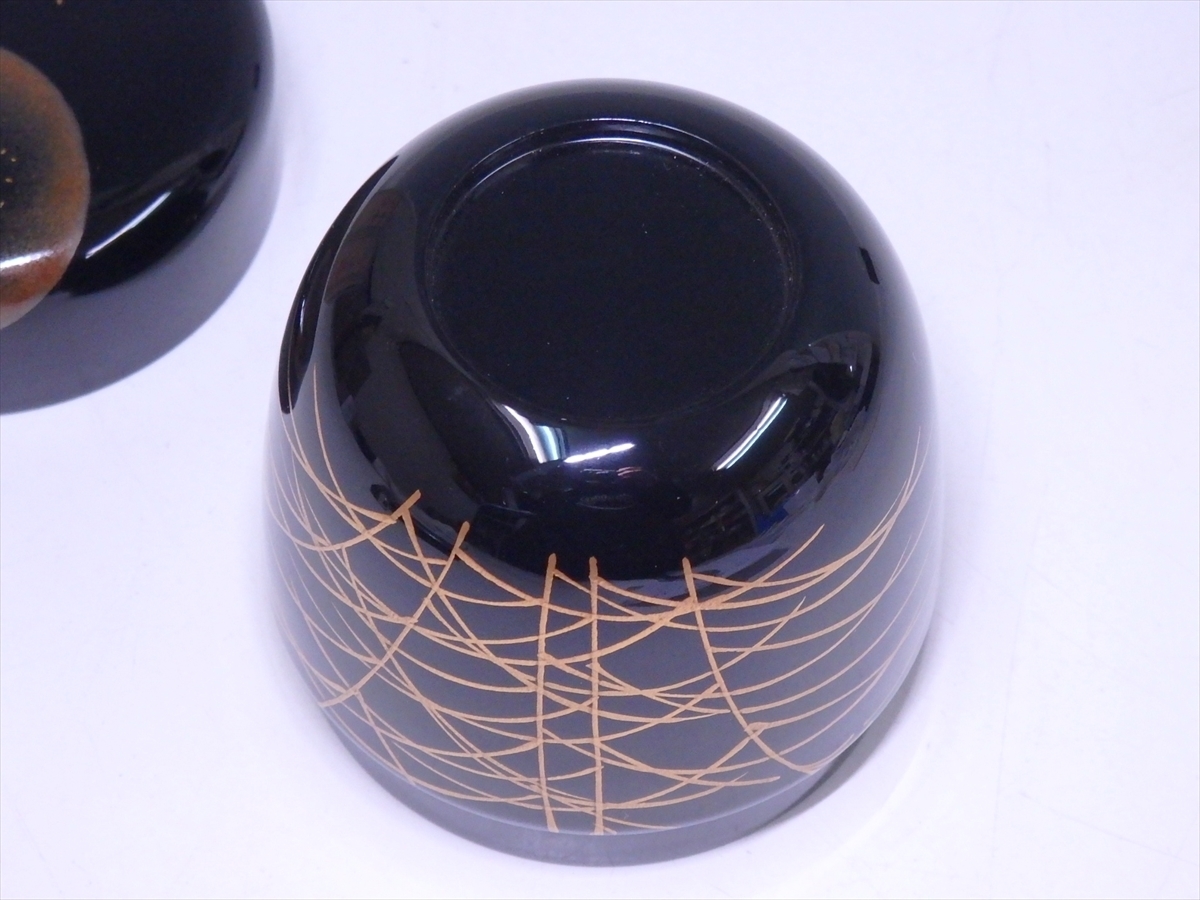 ☆美品!山中塗蒔絵師 山下泰園作【真塗 武蔵野蒔絵 中棗 共箱入】満月