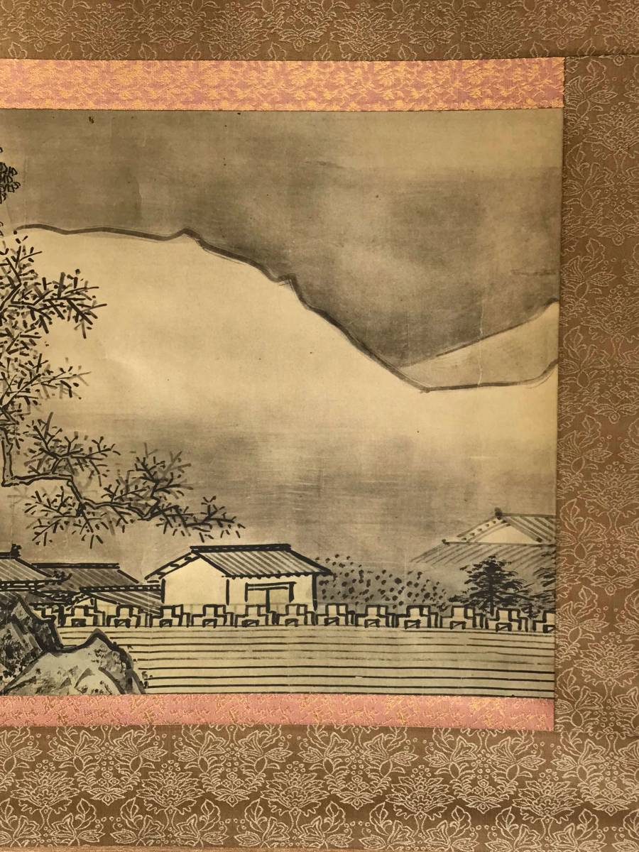 9305 掛軸 工芸品 雪舟 国宝 雪舟筆四季山水図 冬景図 水墨画/紙本/桐 9305 掛軸 工芸品 雪舟 国宝 雪舟筆四季山水図 冬景図 水墨画/紙本/桐