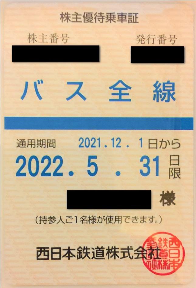 最新 バス全線 定期券方式 男性名義 西日本鉄道 西鉄 株主優待乗車証 