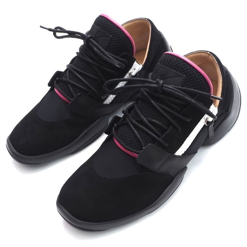 男性に人気! ブラック 【サイズ:42】 ZANOTTI/レザースニーカー