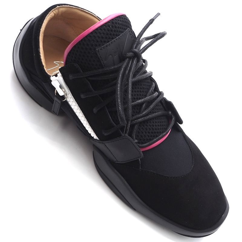 男性に人気! ブラック 【サイズ:42】 ZANOTTI/レザースニーカー