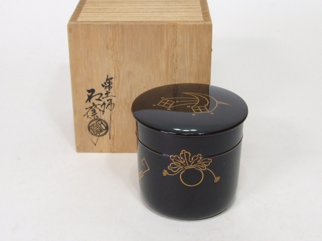 辻石斎 宝尽し蒔絵 茶器 共箱 山中塗 薄器 薄茶 茶道具