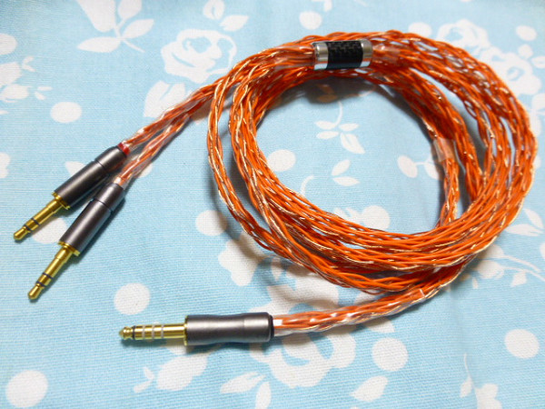 MDR-Z7 JVC WM90-B オーグライン+pt撚り線 + 7N OCC 純銅 16芯 ブレイド編 4.4mm5極 130cm 金メッキ CINQBES 純銅 ( XLR 4ピン 6.3mm 可