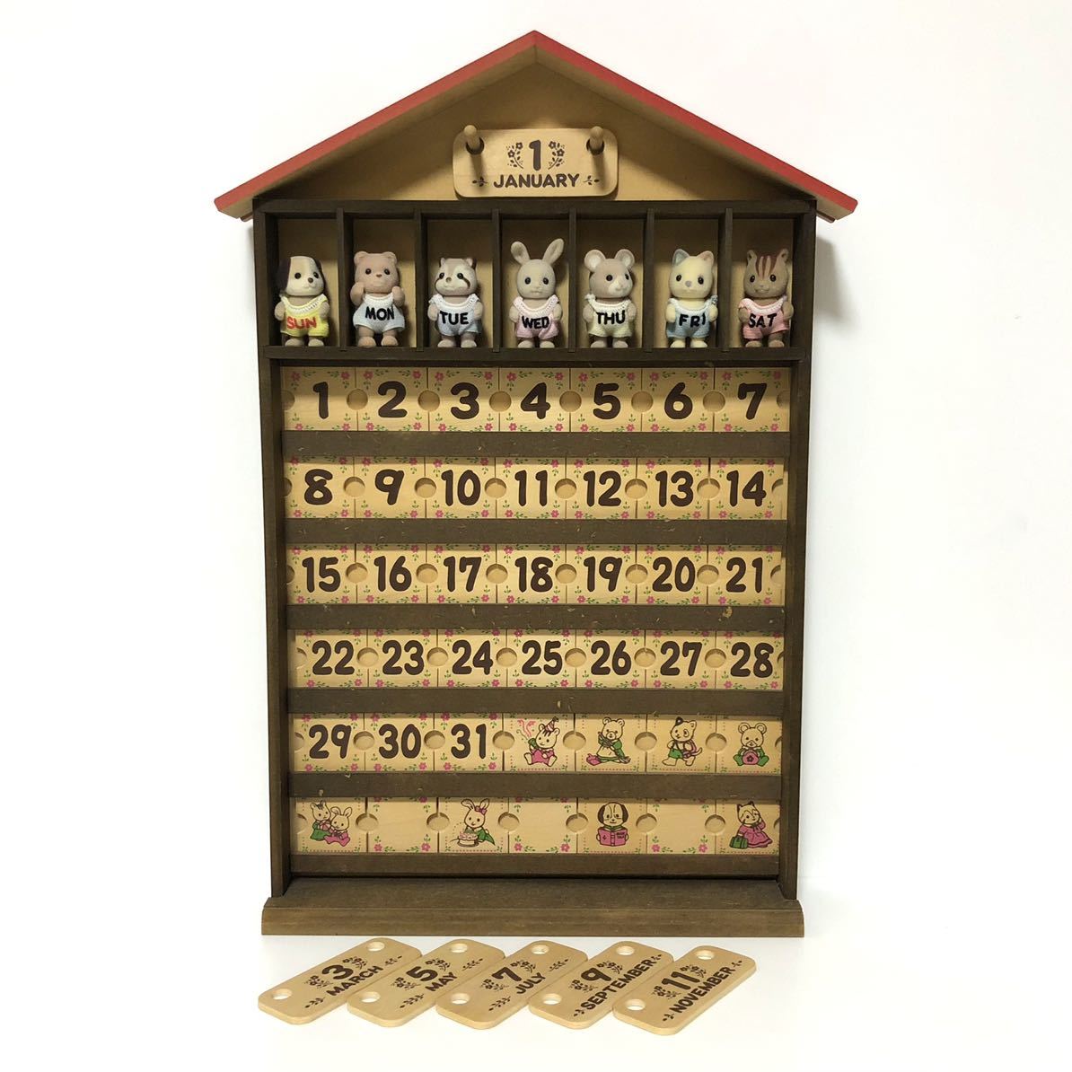 シルバニアファミリー 赤ちゃんカレンダー 万年カレンダー 木製 ボード エポック 希少 レア Sylvanian Familes