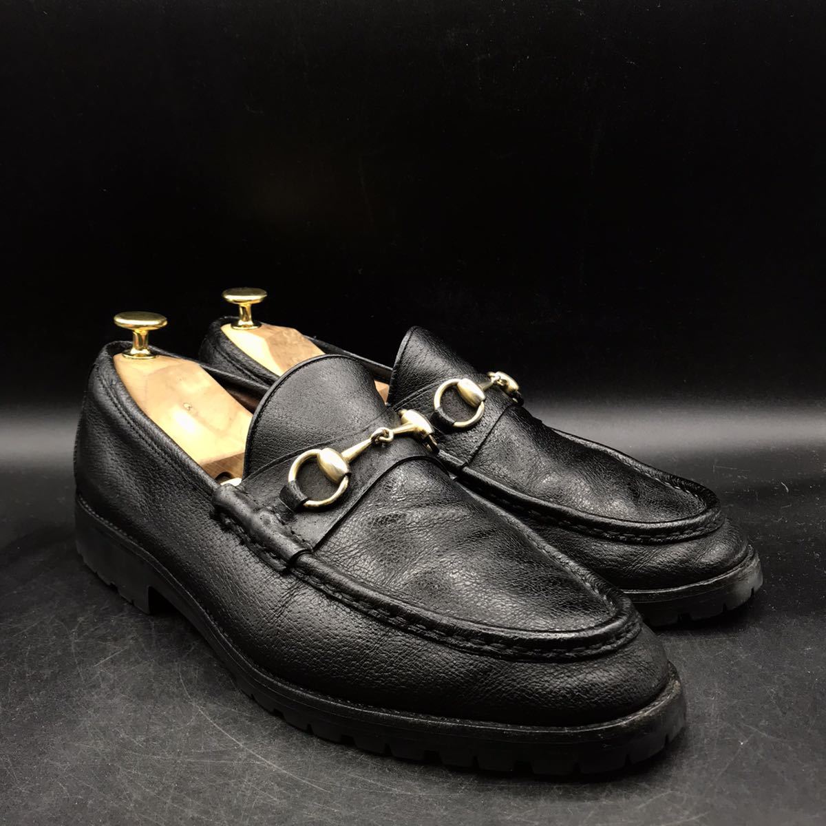 R66 GUCCI グッチ レザー ホースビット ビットローファー メンズ 42.5