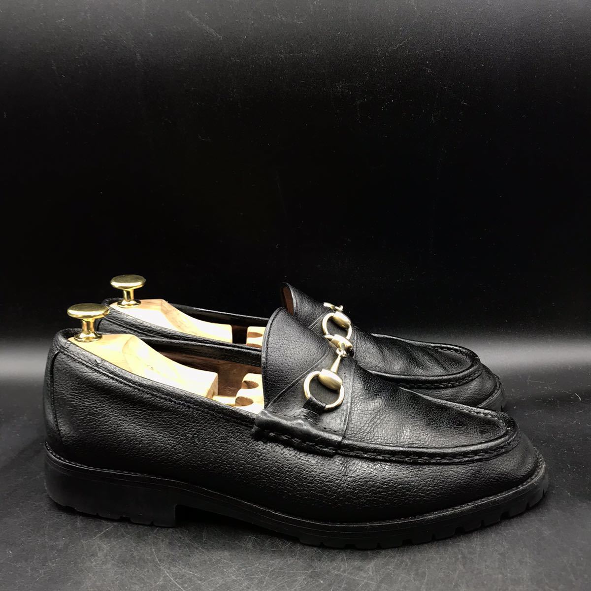 R66 GUCCI グッチ レザー ホースビット ビットローファー メンズ 42.5