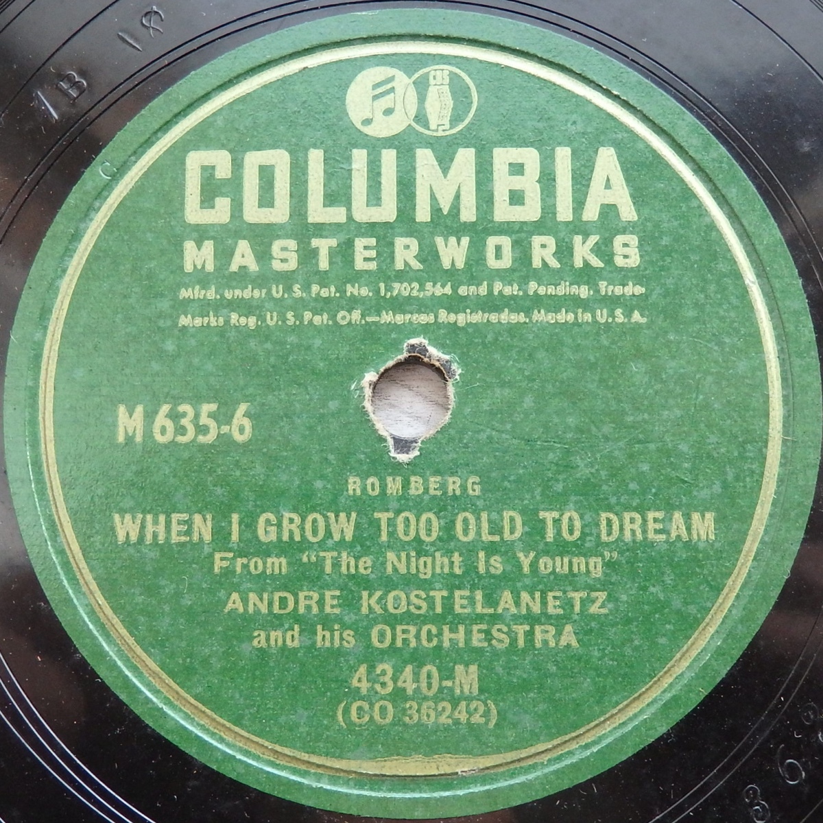 SP ANDRE KOSTELANETZ AND HIS ORCHESTRA ROMBERG DEEP IN MY HEART, DEAR / WHEN I GROW TOO OLD TO DREAM рис запись 