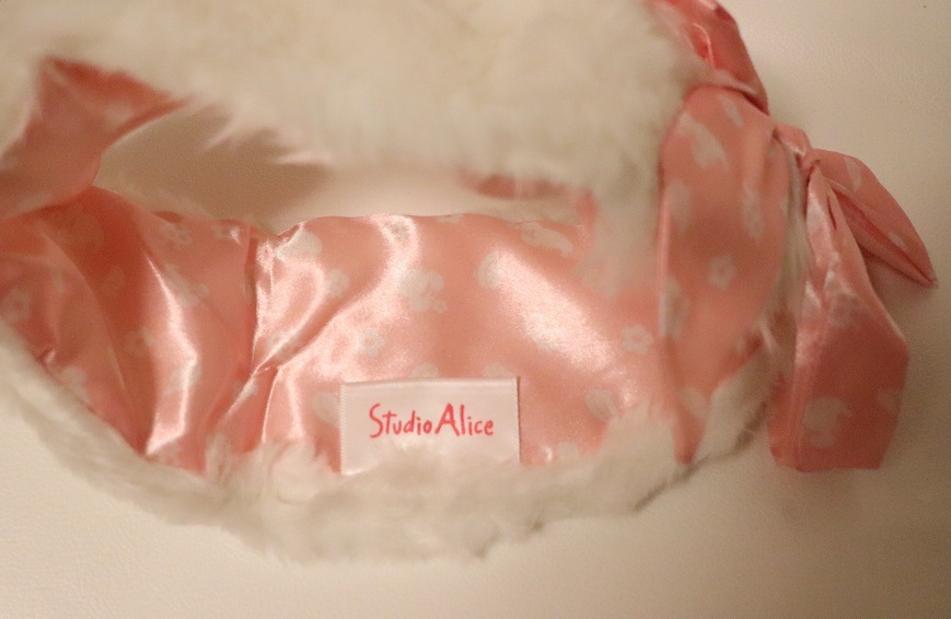  Kids for for children * Studio Alice × Disney * ribbon fur muffler * white × pink *