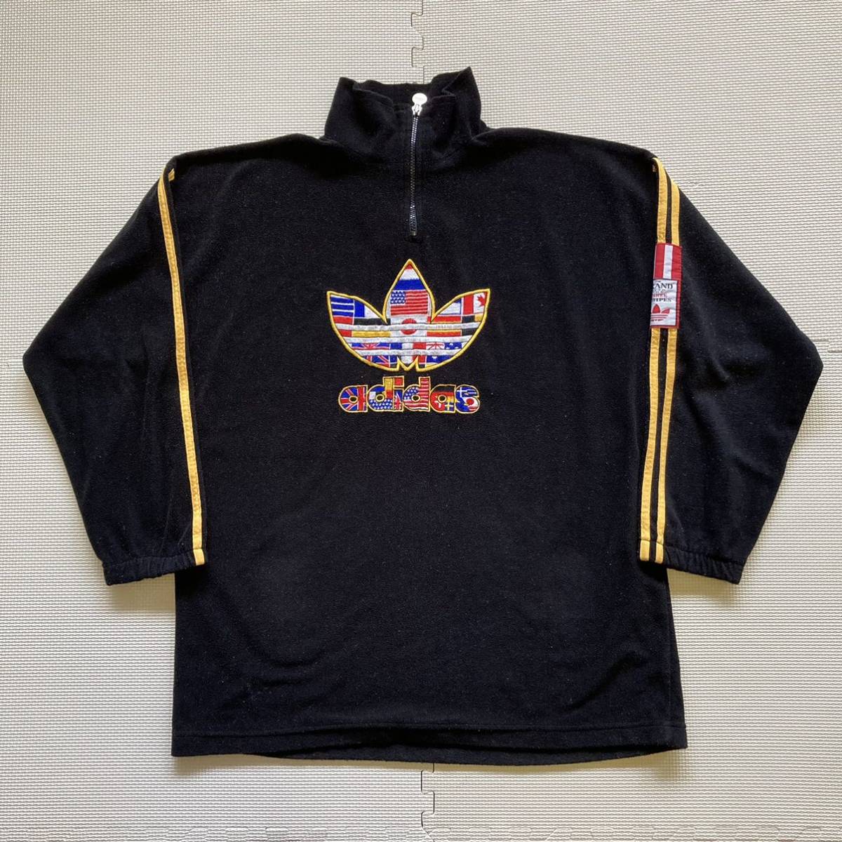 90's Adidas アディダス ビッグトレフォイル プルオーバー フリース ジャケット _画像1