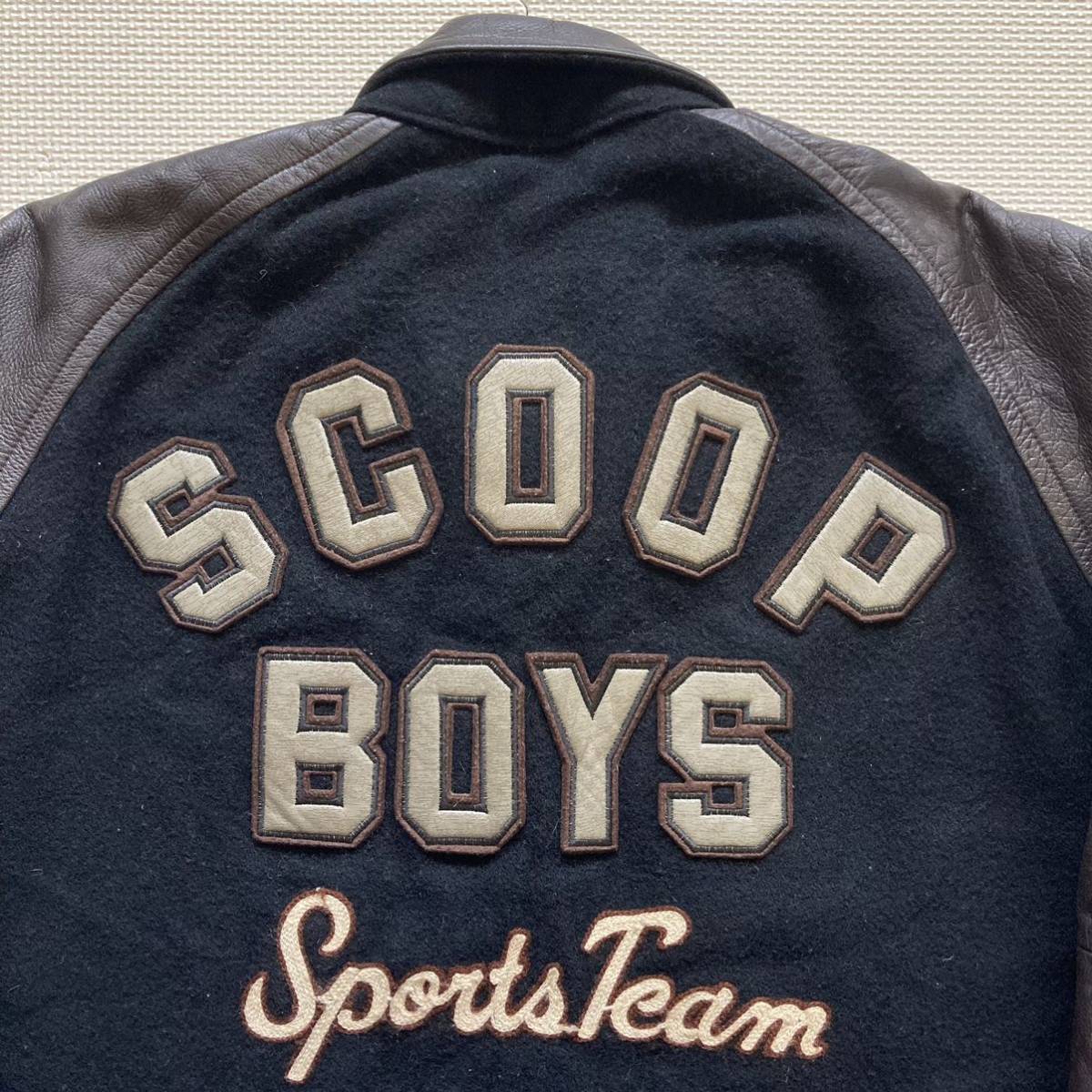SCOOP BOYS スクープマン スクープボーイズ 袖革 スタジャン ジャケット FREE_画像3