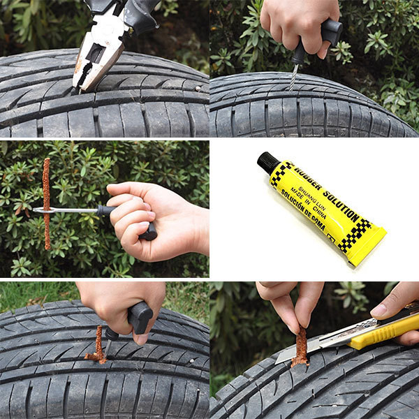 タイヤ パンク修理キット チューブレス用 リペアキット バイク 自動車 車 応急処置 非常用 携帯 3回分 送料無料_画像2
