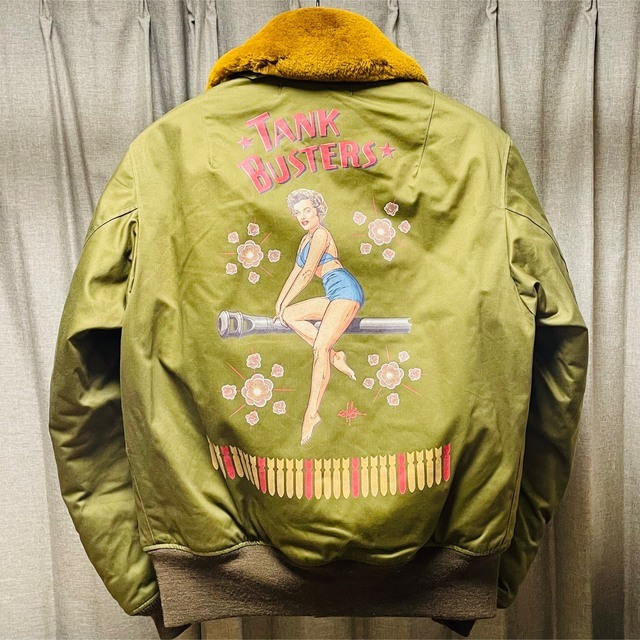 定価以下 トイズマッコイ TYPE B-15A CUSTOM JACKET MARILYN MONROE TANK BUSTERS ミリタリーフライトジャケット マリリンモンロー 日本製_画像3