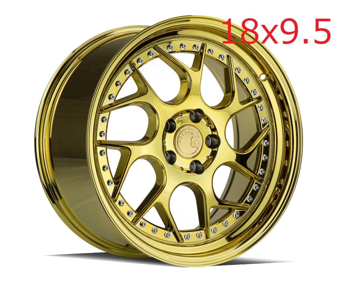 新品!Aodhan DS01 18x9.5+25 5穴 PCD120 Gloss Black W /Gold Rivets Concave USDM Hellaflush_画像7