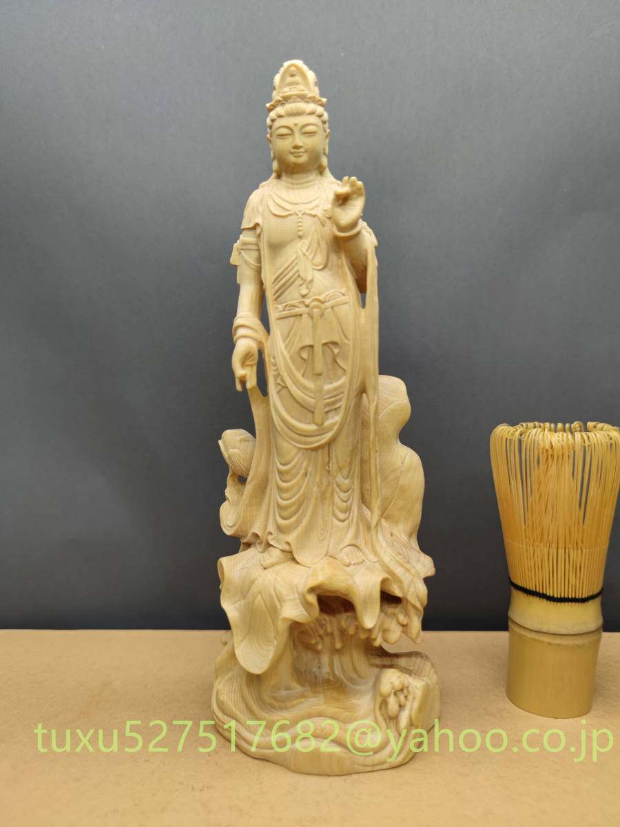 仏教美術　木彫　観音菩薩　仏像　観音菩薩　彫刻美術　高さ約23cm _画像1