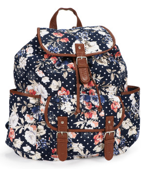 [ new goods American ] Aeropostale canvas rucksack floral print navy blue 