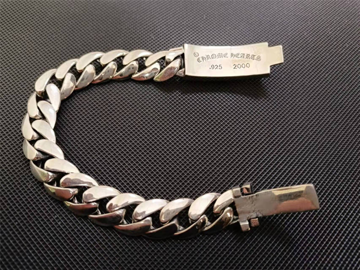 1円スタート　中古美品　CHROME HEARTS クロムハーツ ベビーIDフローラルダガー ブレスレット 約18cm _画像2