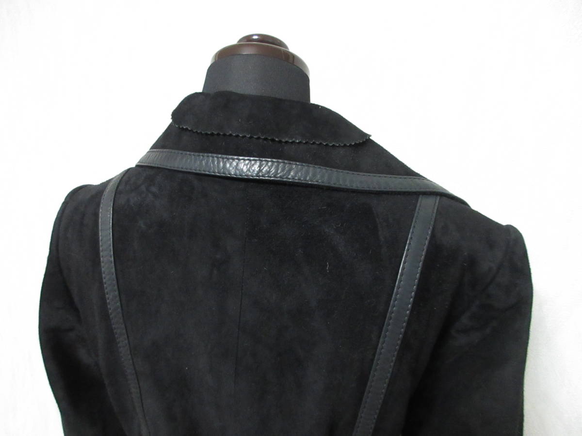 SINKO スエード レザー ベルト付き コート 黒 ブラック 11 Z97_画像5